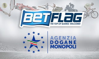 Il logo della Agenzia Dogane e Monopoli e quello di BetFlag