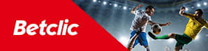 Calciatori in azione e il logo di Betclic 