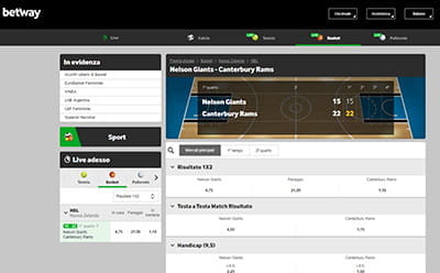 Il livescore di un match di basket live su Betway