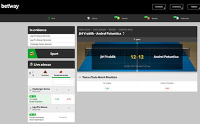 Il livescore di un match di tennis tavolo live su Betway