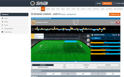 La pagina delle scommesse calcistiche live di SNAI