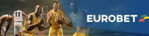  Un giocatore di basket in azione e il logo di Eurobet