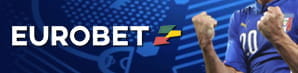 Il logo di Eurobet vicino a un giocatore della nazionale italiana di calcio che esulta