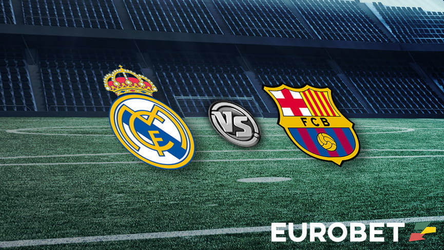 Il logo di Eurobet e gli stemmi di Real Madrid e Barcellona