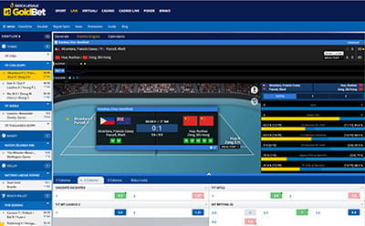 Il livescore di un match di tennis live su GoldBet