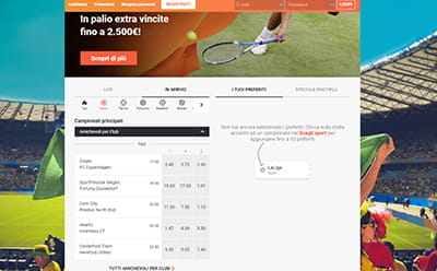 La schermata dedicata alle scommesse live di LeoVegas