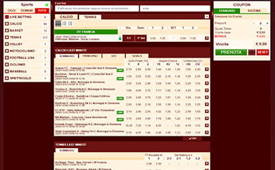 La schermata principale delle scommesse live su Merkur Win