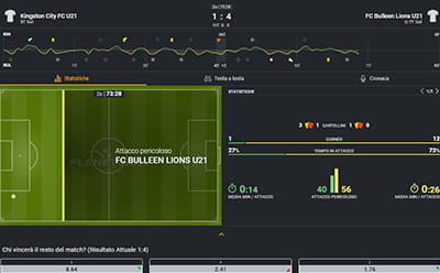 Una partita di calcio con le statistiche in diretta su Planetwin365