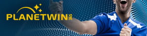 Il logo di Planetwin365 vicino a un giocatore della nazionale italiana di calcio che esulta