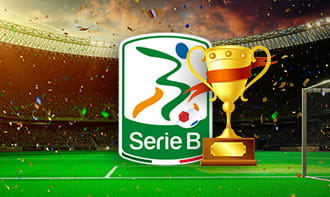 La Coppa Ali della Vittoria, destinata alla vincente del Campionato di Serie B, sullo sfondo uno stadio in festa