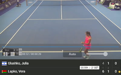 Una partita di tennis femminile trasmessa in streaming dal vivo su Sisal Matchpoint