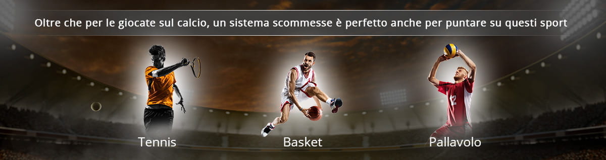 Altri tre sport che sono molto utilizzabili con le scommesse a sistema: tennis, basket e pallavolo
