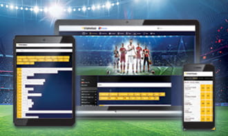 Un laptop, uno smartphone e un tablet che mostrano l'app di starVegas