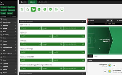 Il livescore di un match di calcio live su Unibet 