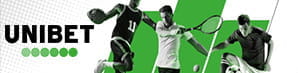 Sportivi in azione e il logo di Unibet