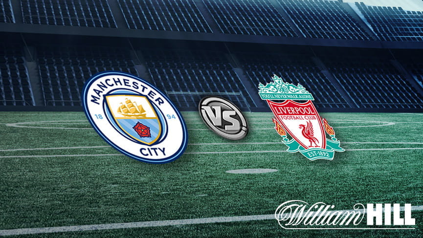 Il logo di William Hill e gli stemmi di Manchester City e Liverpool